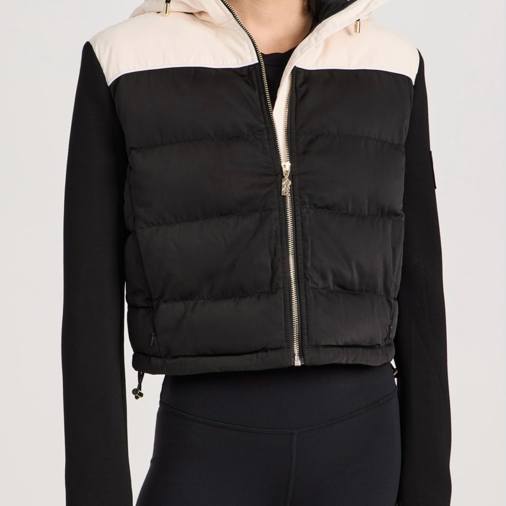 P.E. Nation -Women's Black & Cream Puffer Jacket with Hood